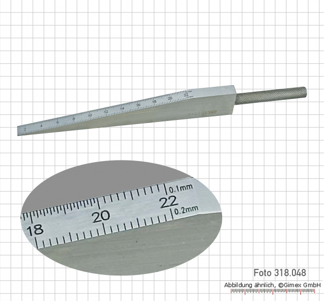 Taper slot gauge, made of steel, 0.5 - 110 mm